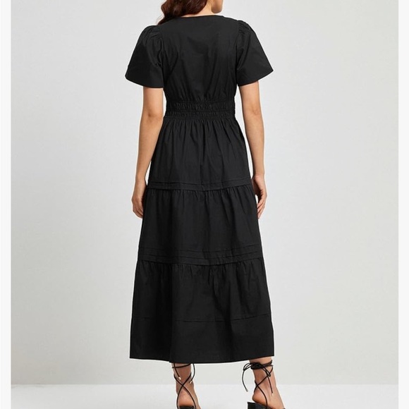 Cotton Black Tiered Smocked Summer Dress, NWT - Picture 3 of 11